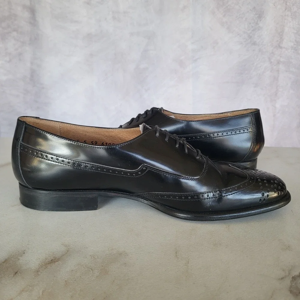 Johnston Murphy Italy Wingtip Oxfords Black Men's Size 8 M